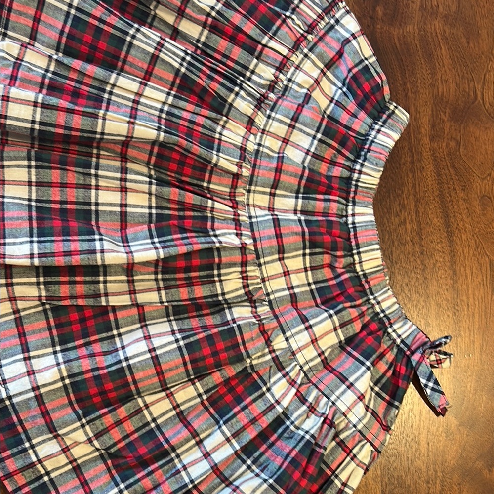 Pink Chicken Red and Blue Pleated A-Line Dress